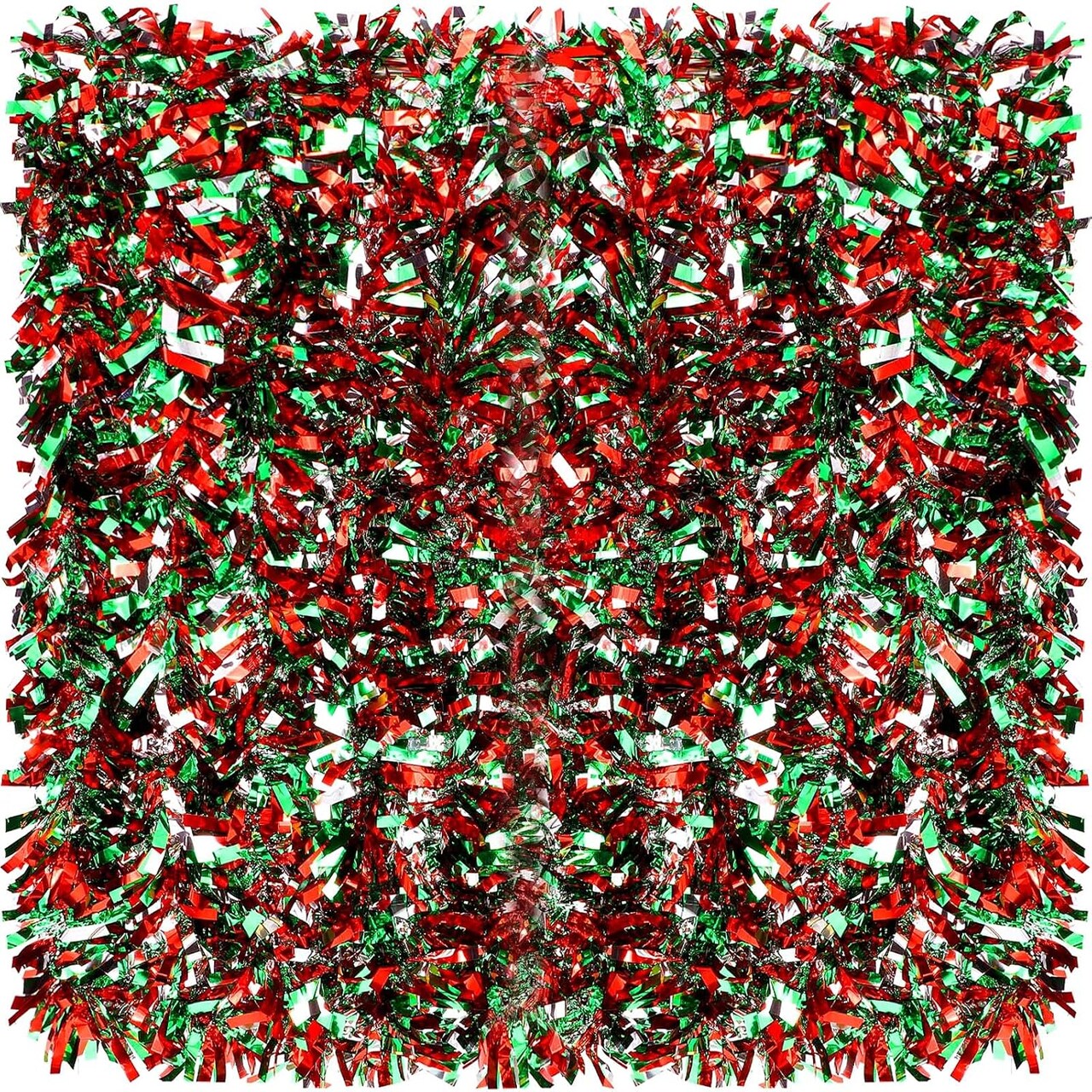 Christmas Tree Garland Bulk Glitter Twist Garland Metallic Streamer Indoor Outdoor Hanging Christmas Decorations(Silver Red Green)